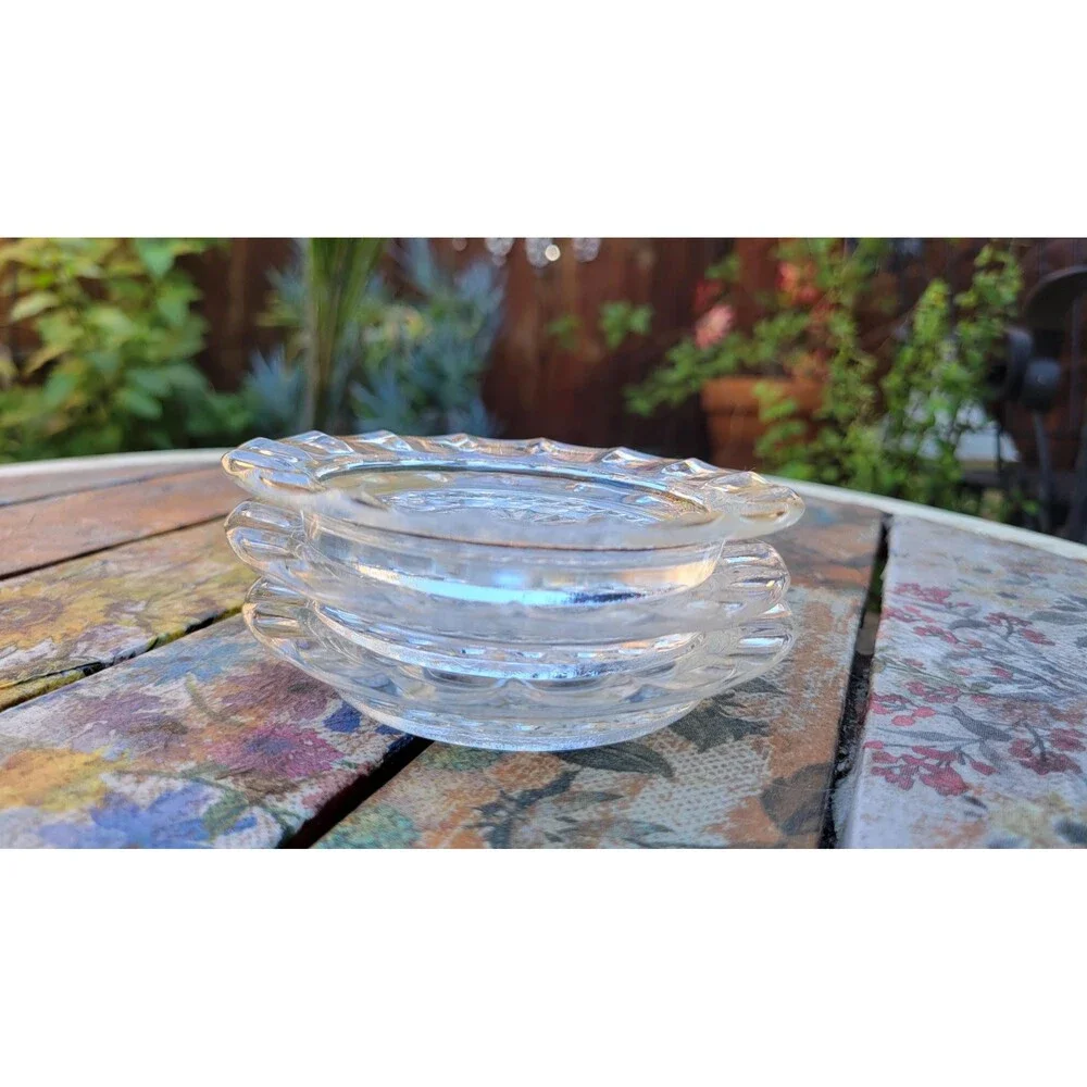 Vintage Federal Glass Ashtray Set – Imperial Sunburst Coasters (3)